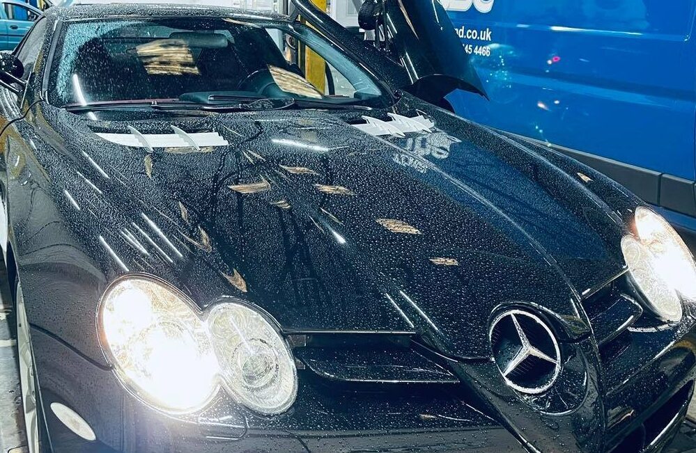 Mercedes in garage 2 Dalziels Garage 2024